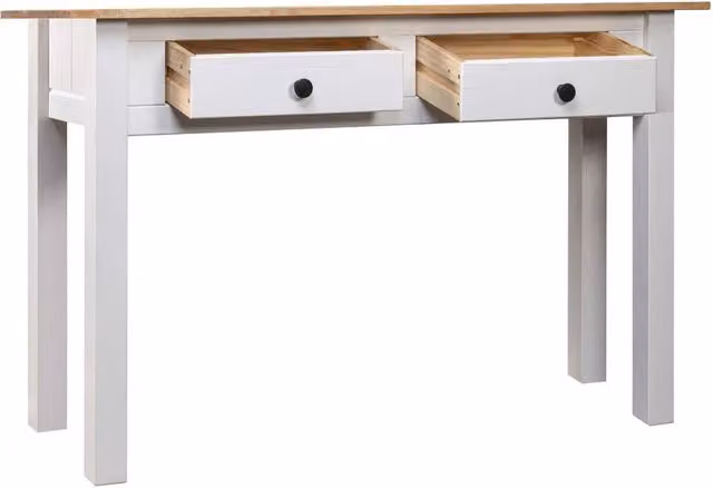 Berkfield Home Panam Decorative Console Table in White Solid Pine Wood, W/D/H: 110 x 40 x 72 cm