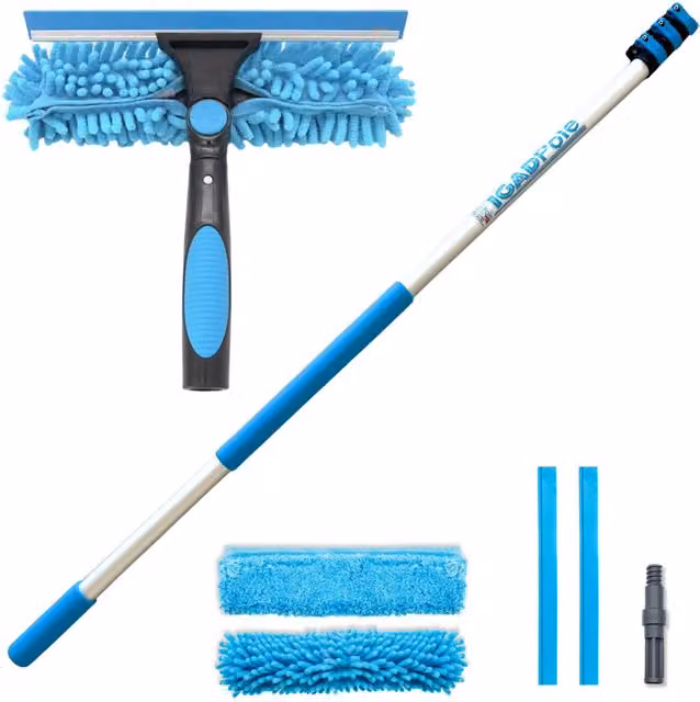 IGADPole Telescopic Window Cleaning Kit with Squeegee and Extension Pole, Blue
