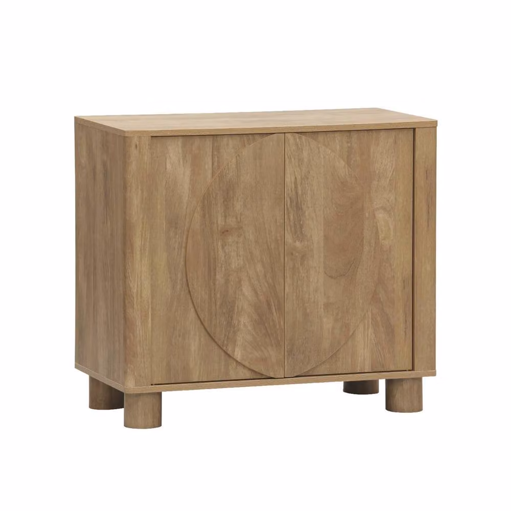 sweeek Exotic Modern Buffet Sideboard with 2 Doors in Brown and Beige Wood Effect, W: 80 cm, H: 72 cm, D: 40 cm – 2