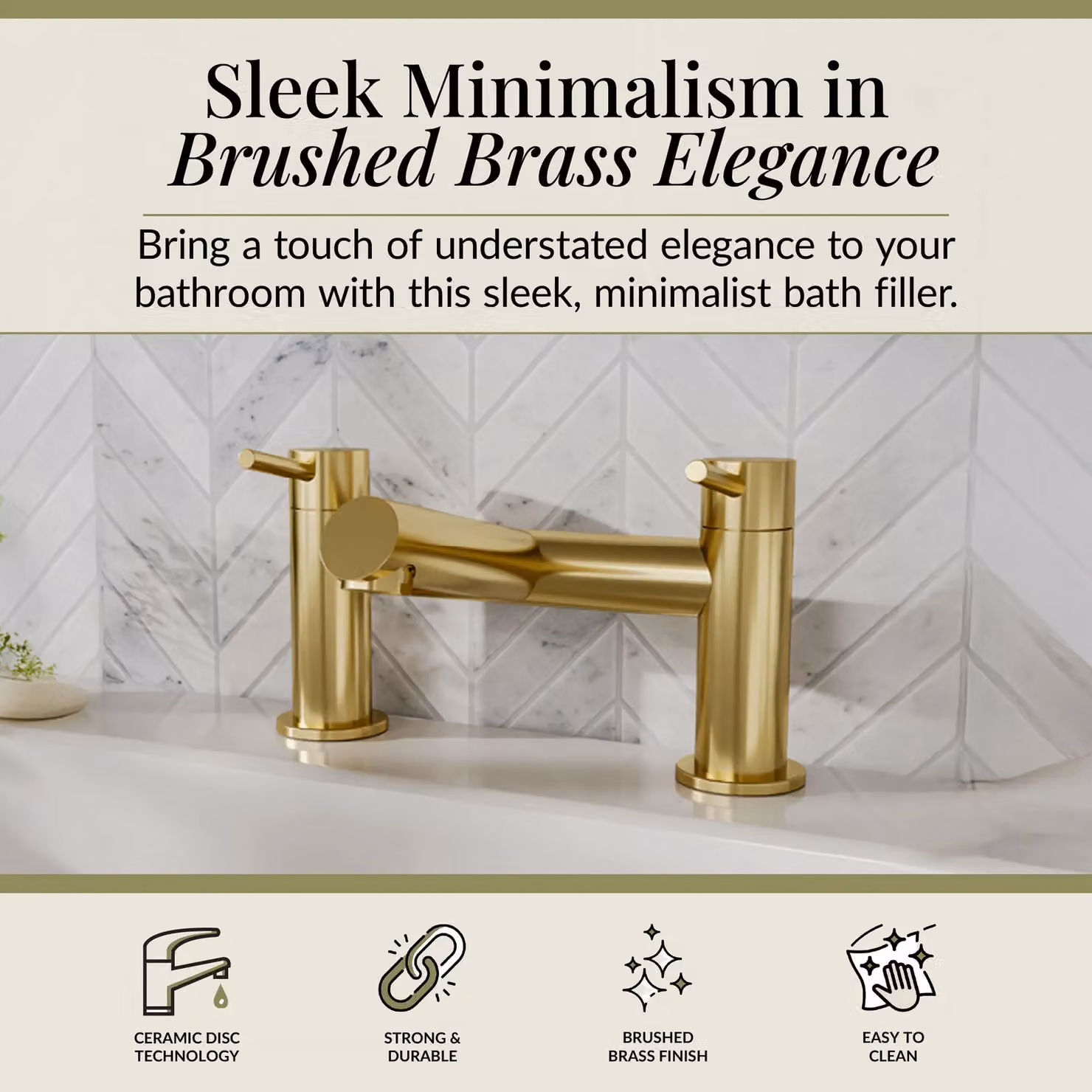 Balterley Deck-Mounted Bath Filler in Brushed Brass Finish – 2