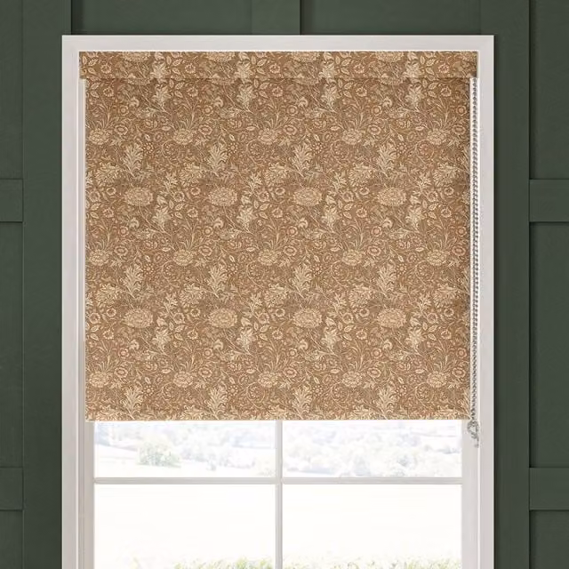 William Morris Double Bough Translucent Made To Measure Roller Blind in Terracotta Floral Pattern