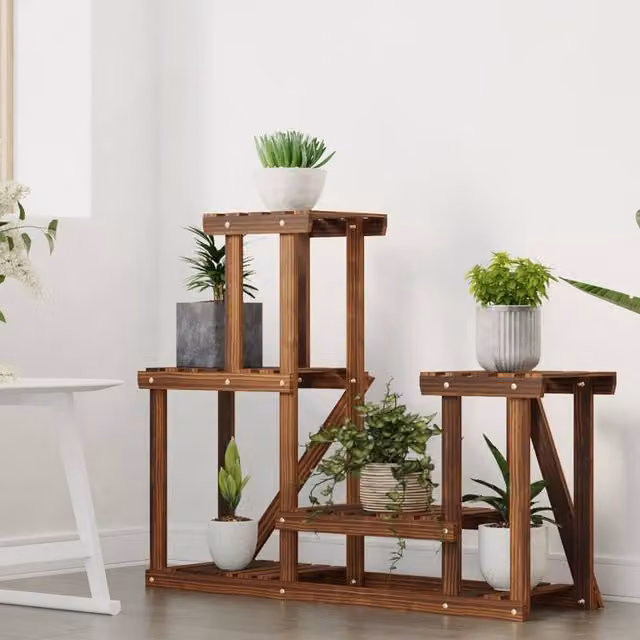 Berkfield Home Elegant Flower Stand in Brown Solid Wood, W/D/H: 90 x 25 x 73.5 cm