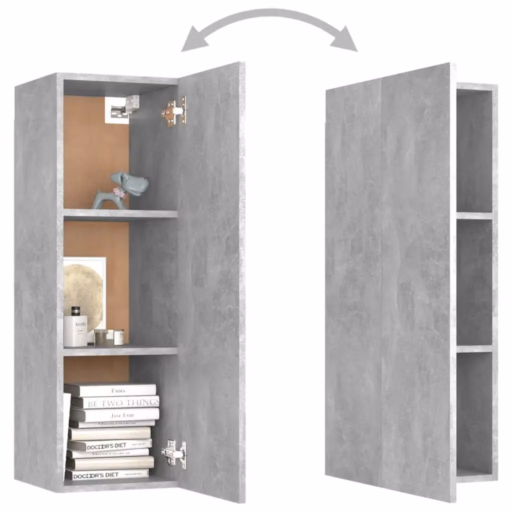 Berkfield Home Modern TV Cabinet in Concrete Grey, MDF, W: 30.5 cm, D: 30.0 cm, H: 90.0 cm – 2