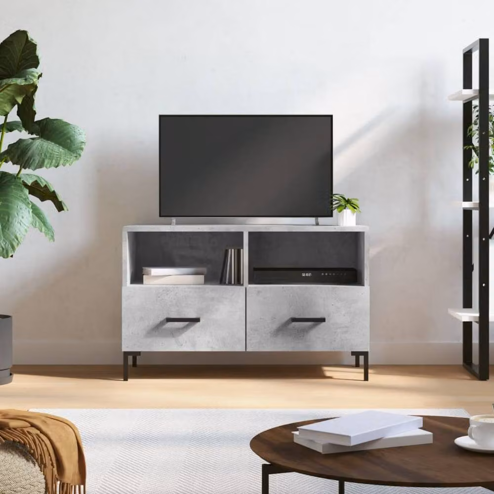 Berkfield Home Industrial TV Cabinet in Concrete Grey, W/D/H: 80 x 36 x 50 cm – 2