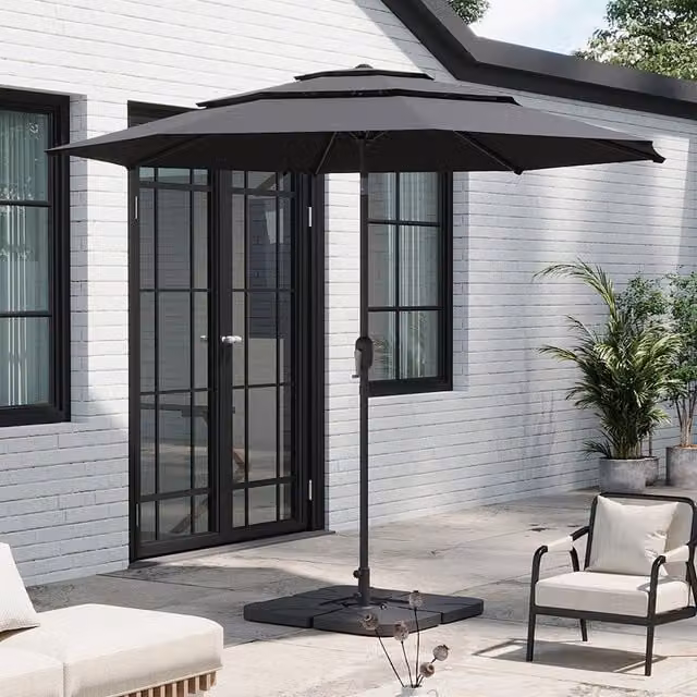 Breeins 3 Tier Cantilever Parasol with Fillable Base in Dark Grey and Black
