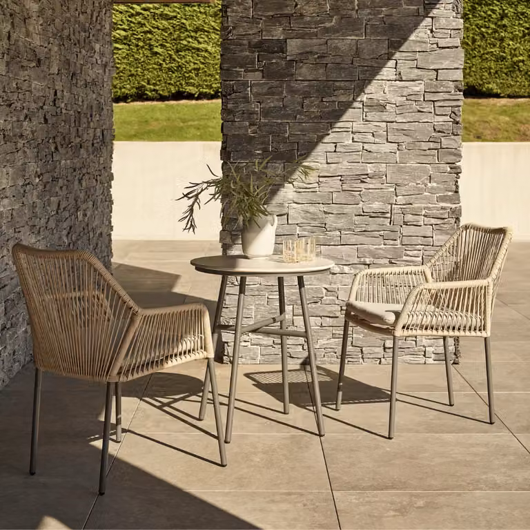 Atkin & Thyme Olivia Wheat Bistro Set in Beige and Grey Powder Coated Aluminium