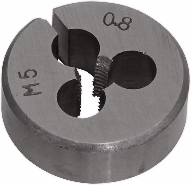 Loops M5 x 0.8mm Metric Split Die Steel Bar and Bolt Threading Bit with Case in Silver