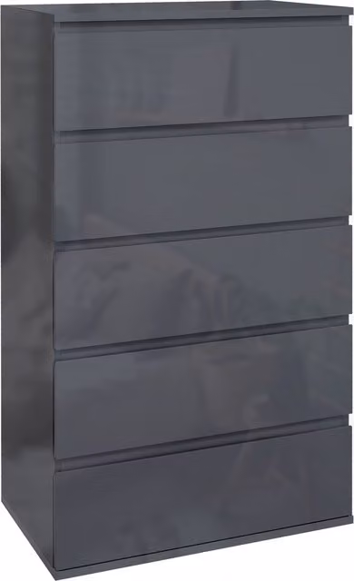 HOMCOM Modern High Gloss 4-Drawer Chest of Drawers in Grey with Soft-Close Drawers, W/D/H: 80 x 33 x 55 cm