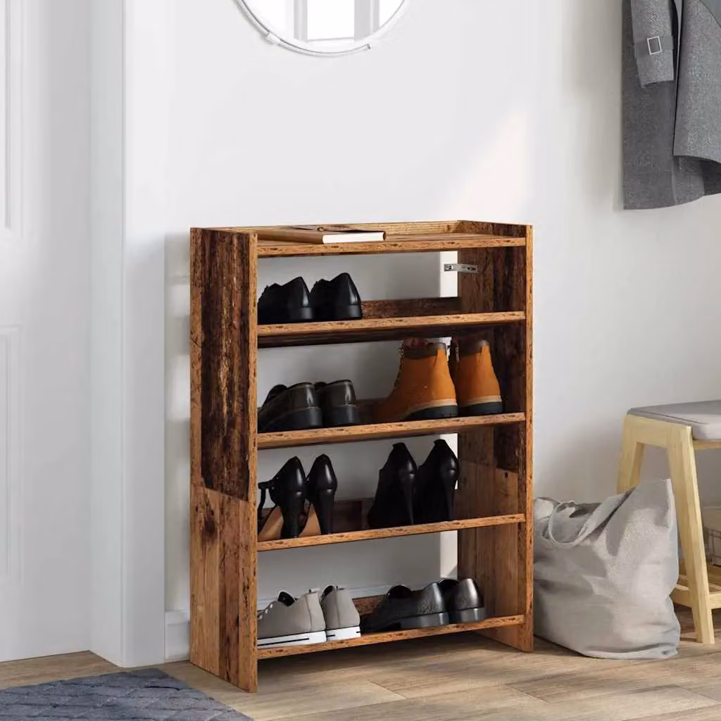 Berkfield Home Shoe Rack in Old Wood Brown, W/D/H: 60 x 25 x 81 cm – 3