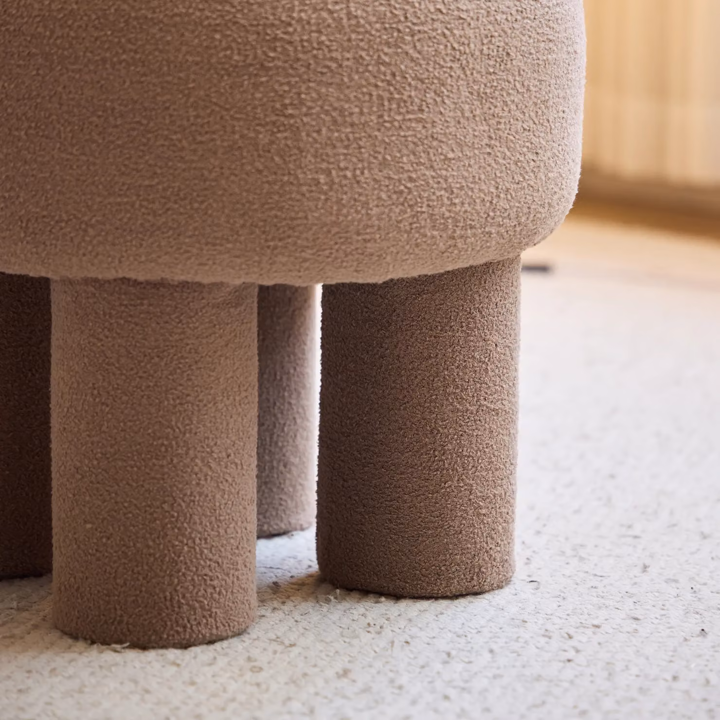 Nordlys Scandinavian Living Room Pouf in Beige Bouclé – 4