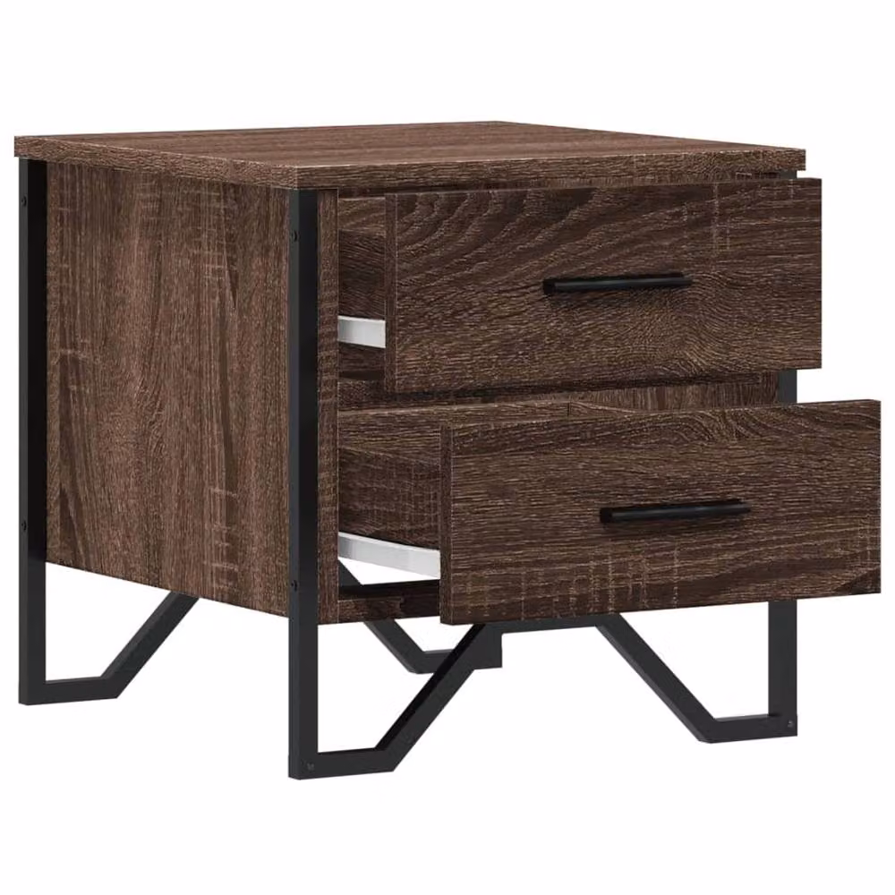 Berkfield Home Modern Bedside Cabinets, 2 Piece Set in Brown Oak, W/D/H: 40 x 41 x 40 cm – 5