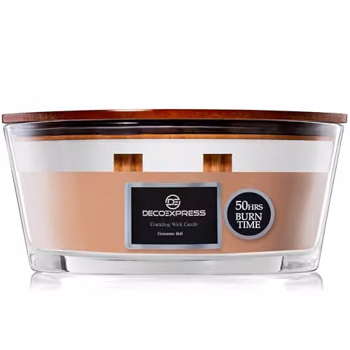 Deco Express Cinnamon Roll Scented Woodwick Candle in Beige