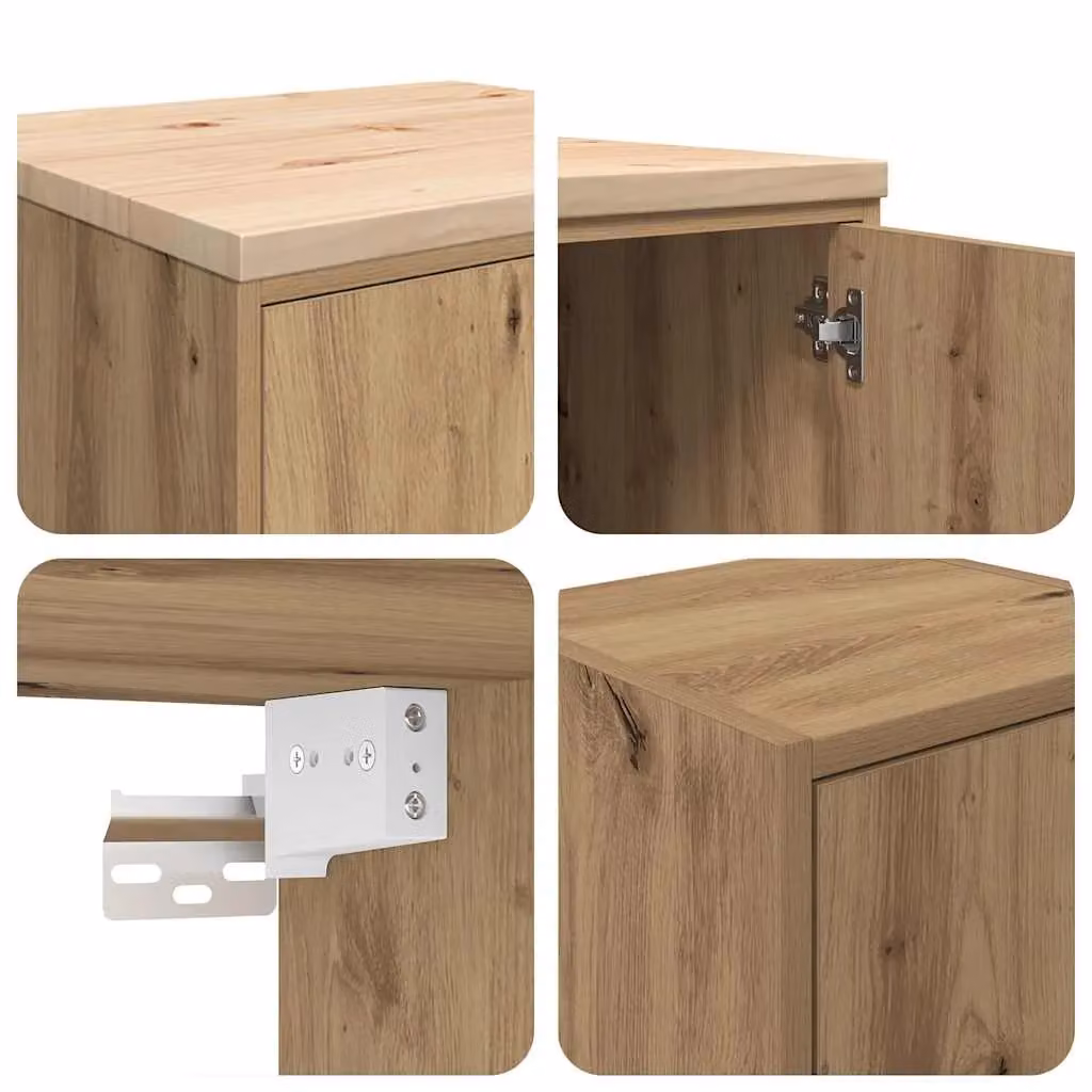 Berkfield Home Set of 2 Wall Mounted Garage Cabinets in Brown Artisan Oak Engineered Wood – 3