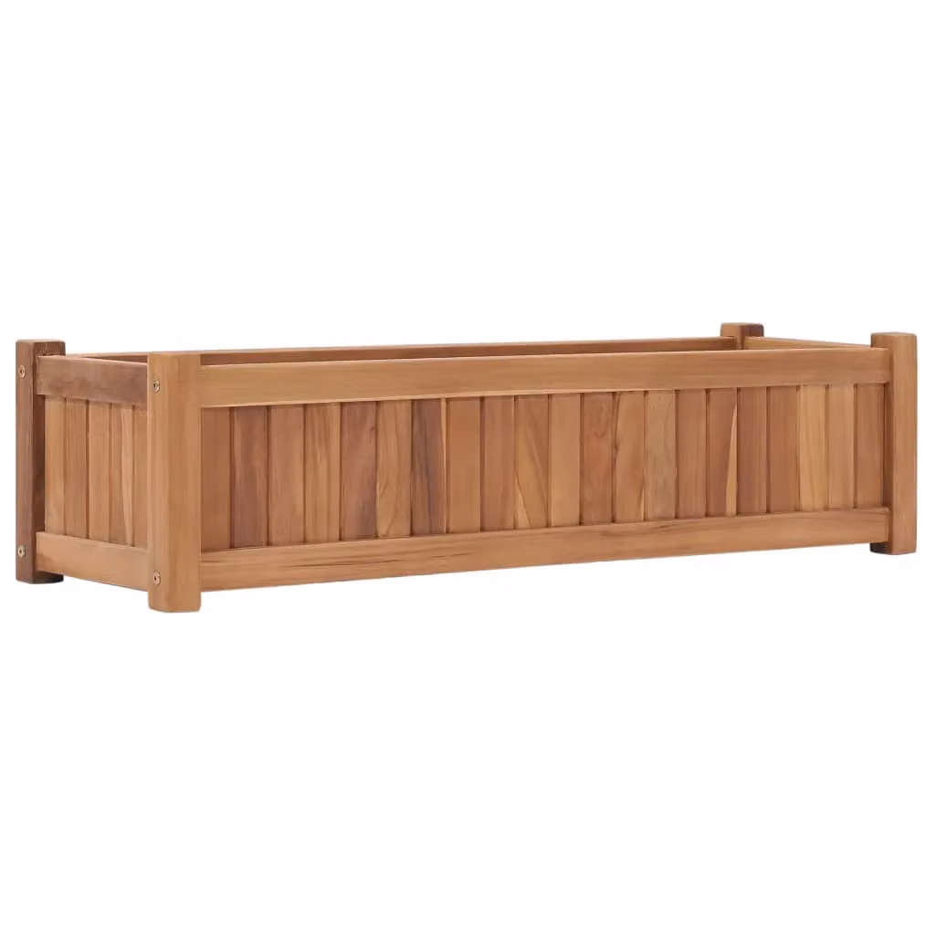 Berkfield Home Solid Teak Wood Raised Bed in Brown, W/D/H: 100 x 30 x 25 cm – 2