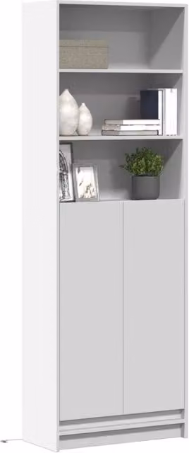 Berkfield Home Modern White Highboard with Integrated LED Lighting, W/D/H: 69 x 32.5 x 200 cm