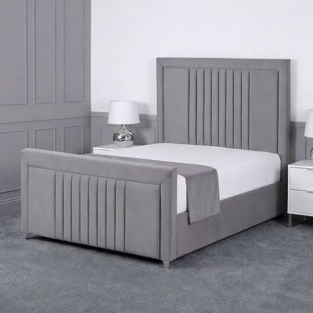 Living Comfort Bedz Celeste Upholstered Gas Lift Storage Bed in Grey, W/D: 140 x 200 cm