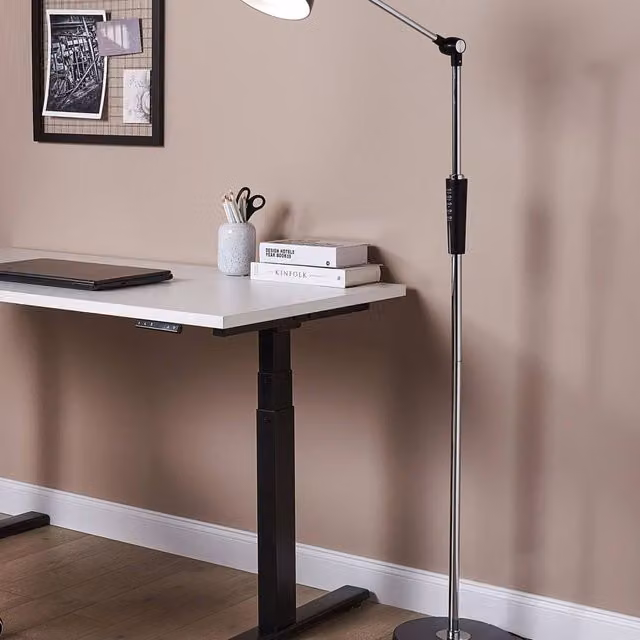 Wyld and Coco Silver Metal LED Floor Lamp with Dimmable CCT Adjustable Task Arm, Height: 169 cm – 1