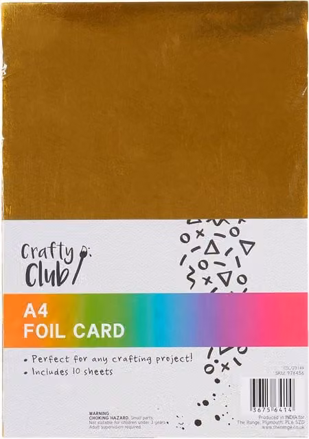 Crafty Club Gold A4 Foil Construction Paper, Pack of 10