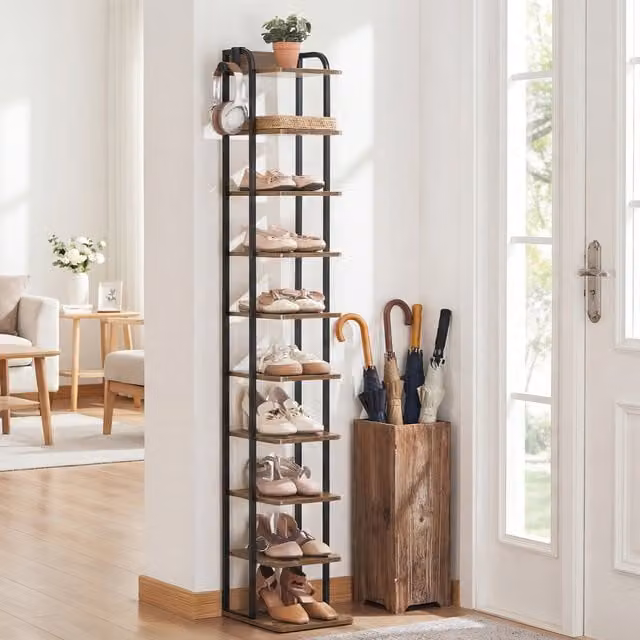 Yaheetech Slim Corner Shoe Rack Organizer in Brown