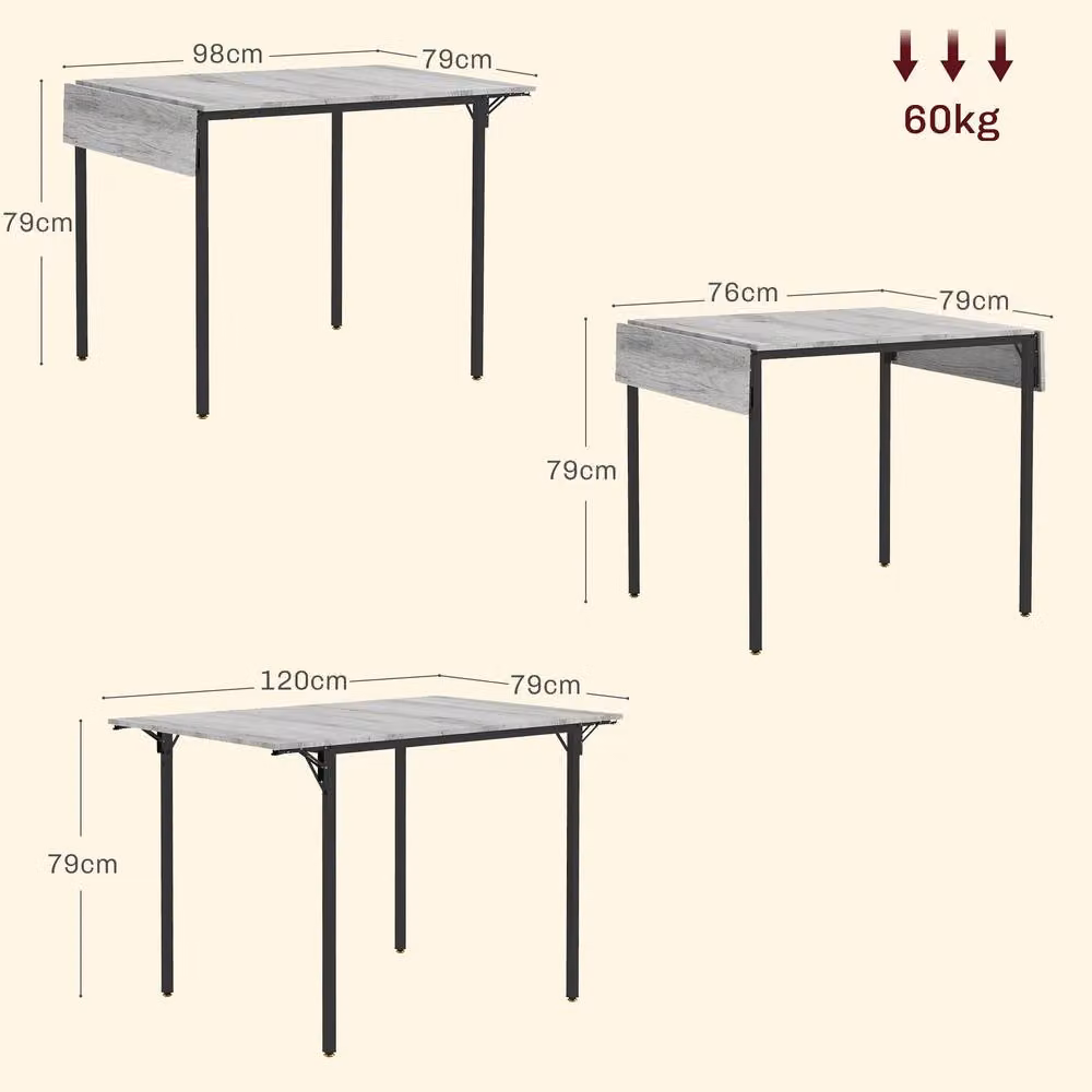 STILVORA Modern Extendable Drop Leaf Dining Table in Grey – 2