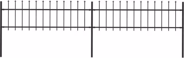 Berkfield Home Garden Spear Top Steel Fence, Black, W: 3.4 m, H: 0.6 m