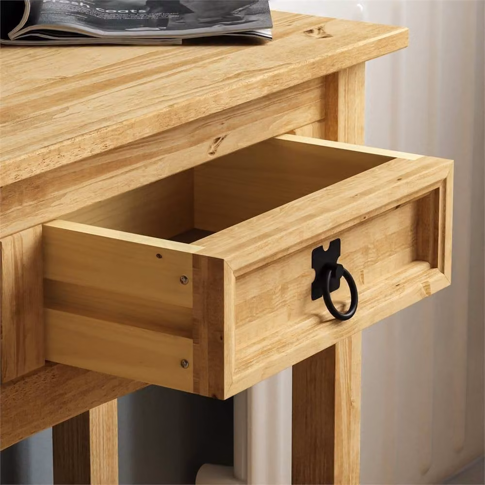 FORGEVIO 2 Drawer Wood Console Table in Natural Brown – 3