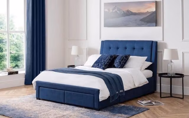 Ashfield Modern Upholstered 4 Drawer Bed in Petrol Blue, King Size W/D/H: 180 x 200 cm