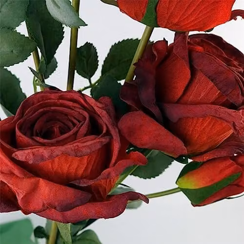 Red Leaf Design Artificial Rose Floral Tabletop Decoration, Textile, H: 60.0 cm, W: 42.0 cm, D: 20.0 cm – 2