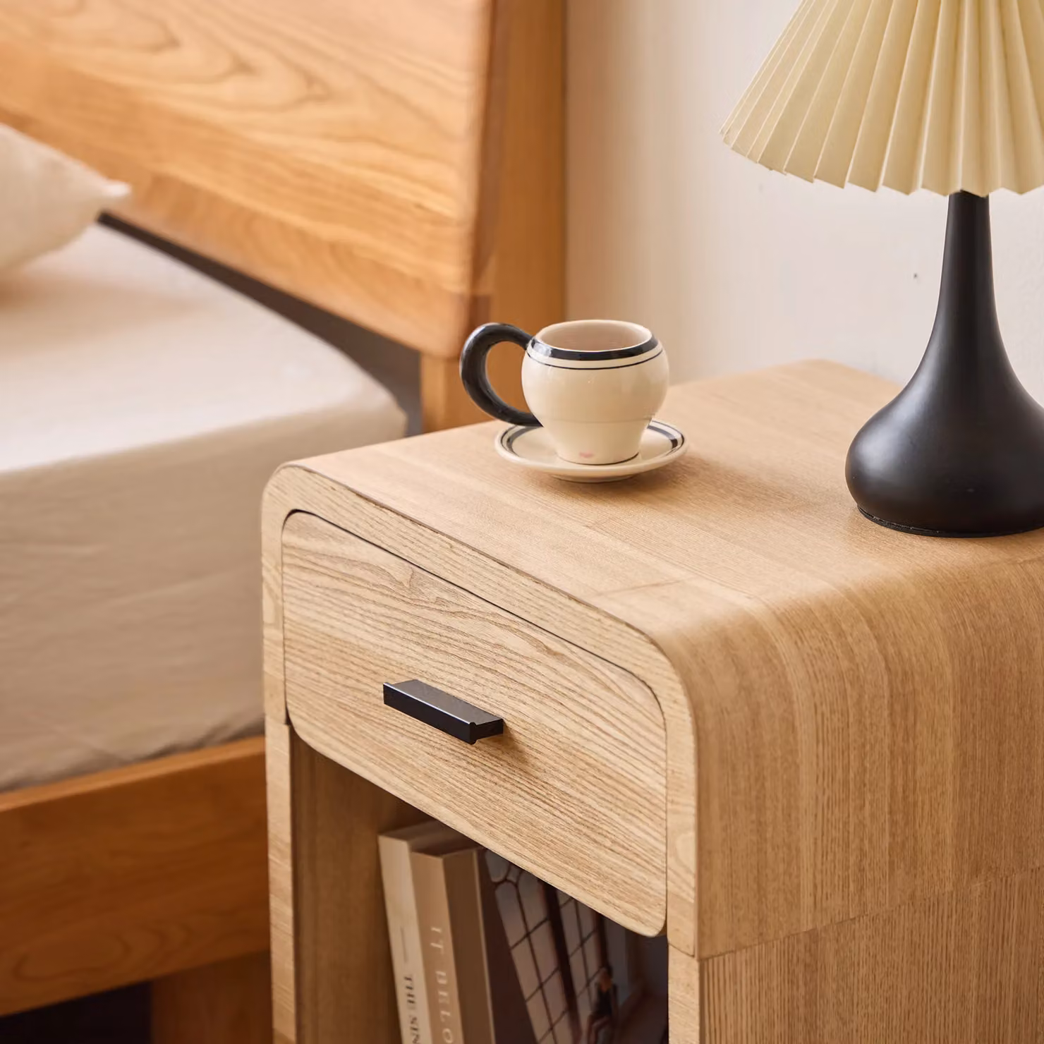 Nordlys Scandinavian Design Bedside Table in Brown Wood and Metal – 4