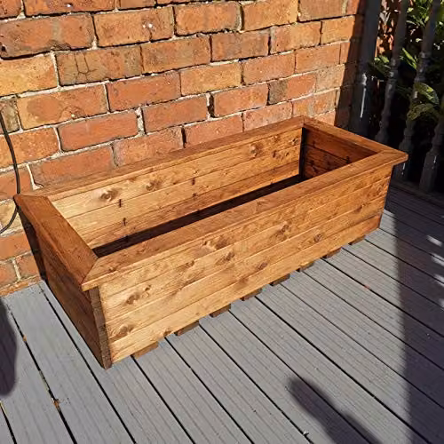 Samuel Alexander Rustic Wooden Garden Trough Planter, Brown, W: 108.5 cm, D: 41.5 cm, H: 32 cm – 2