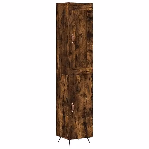 vidaXL Modern Highboard in Smoked Oak, W/D/H: 34.5 x 34.5 x 180 cm