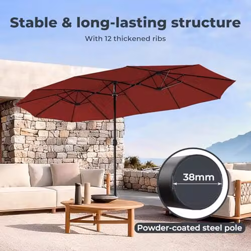 Mountview 3.8m Cantilever Garden Parasol Umbrella with UV Protection in Red – 6