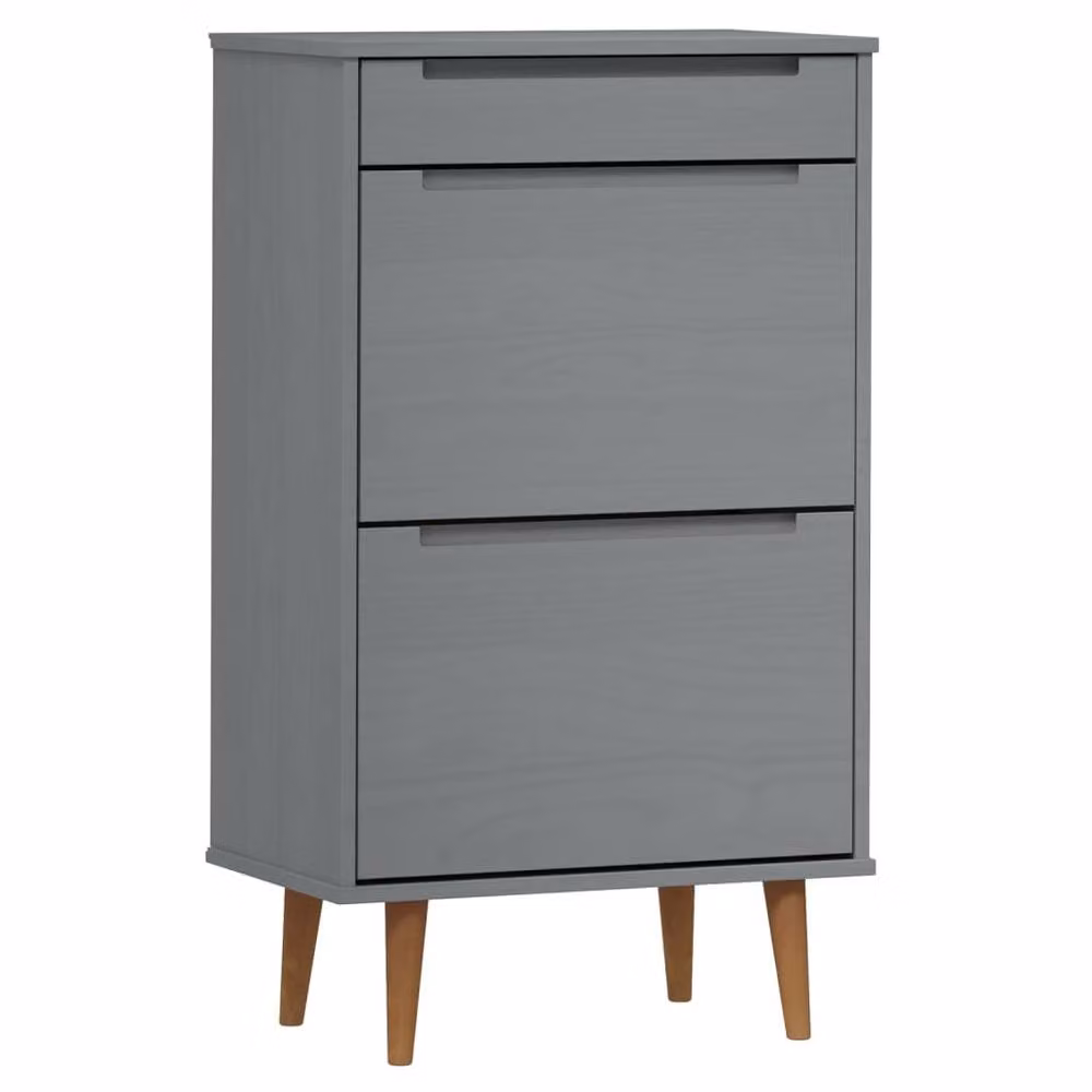Berkfield Home MOLDE Grey Shoe Cabinet in Solid Pine Wood, W/D/H: 59.5 x 35 x 103 cm – 3