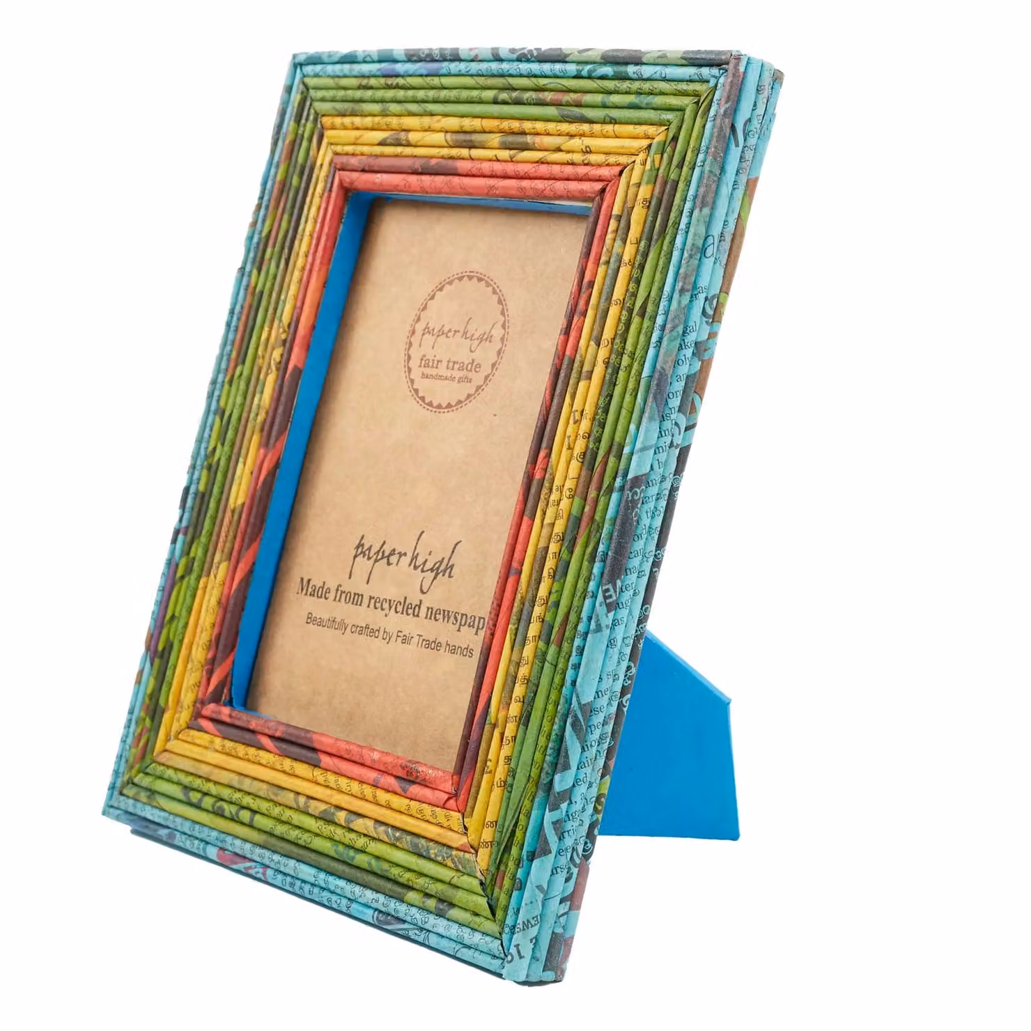 Paper High Recycled Newspaper Rectangular Photo Frame in Blue, Green, Yellow and Red – 2