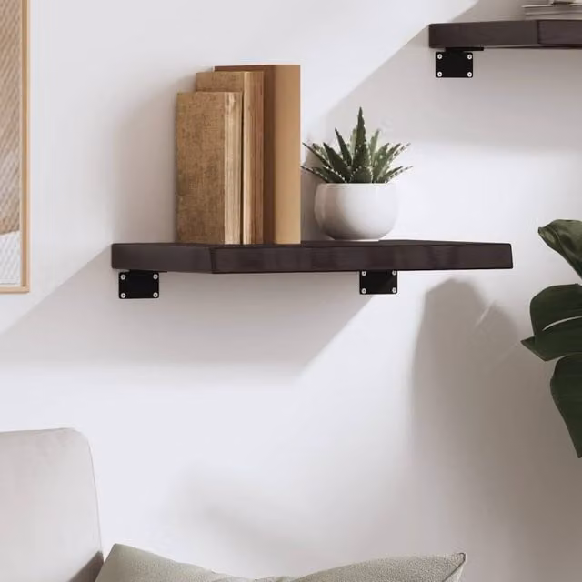 Berkfield Home Wall Mounted Rustic Oak Shelf in Dark Brown and Grey, W: 40 cm, D: 30 cm, H: 30 cm