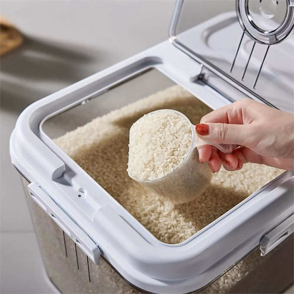 NESTLUNE Airtight Kitchen Storage Container for Rice, Cereal, Flour or Sugar, 5 kg, Transparent – 3