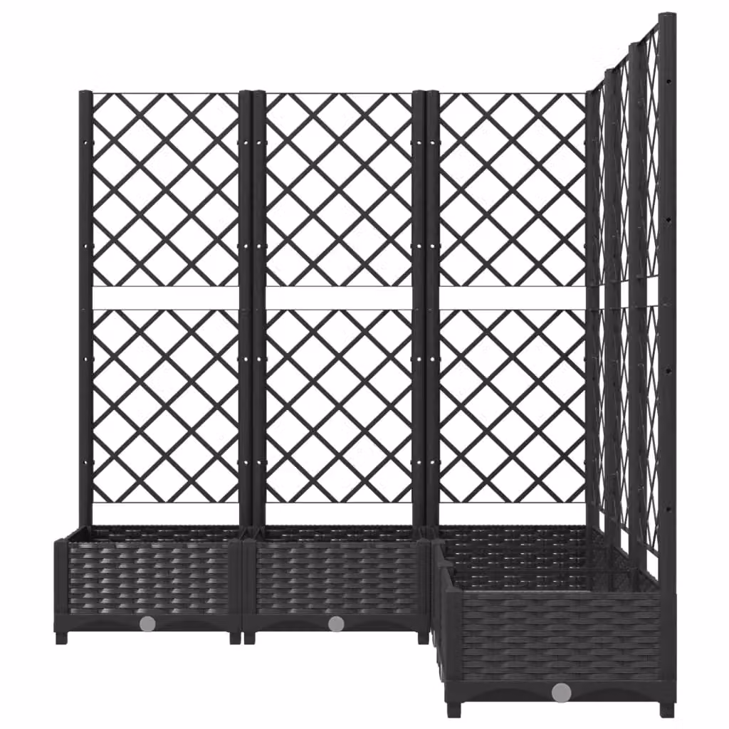 Berkfield Home Garden Planter with Trellis in Black, W/D/H: 120 x 120 x 121.5 cm – 3
