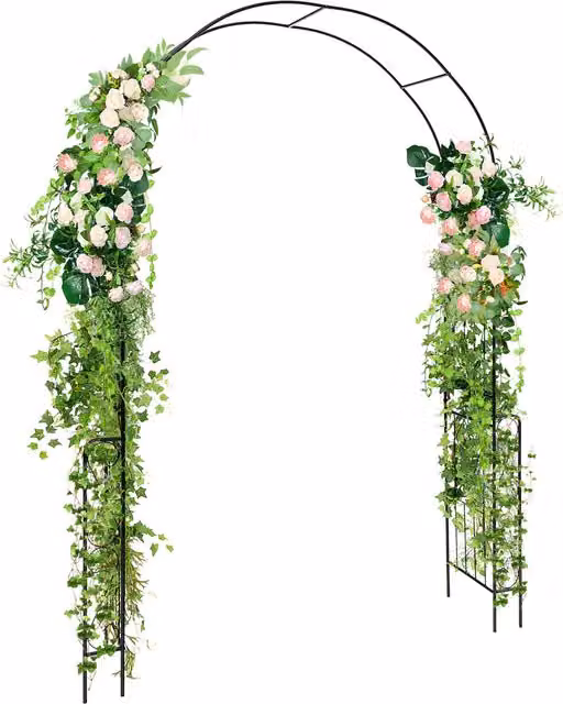 COSTWAY Black Metal Garden Arch Arbor Trellis Support, Height: 240 cm