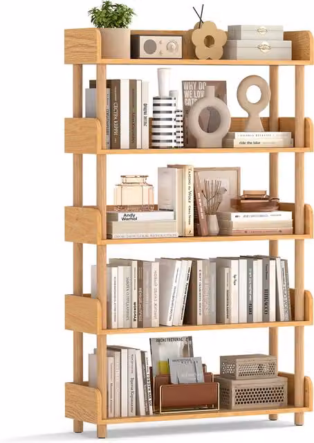COSTWAY Minimalist Pine Wood Bookcase in Brown