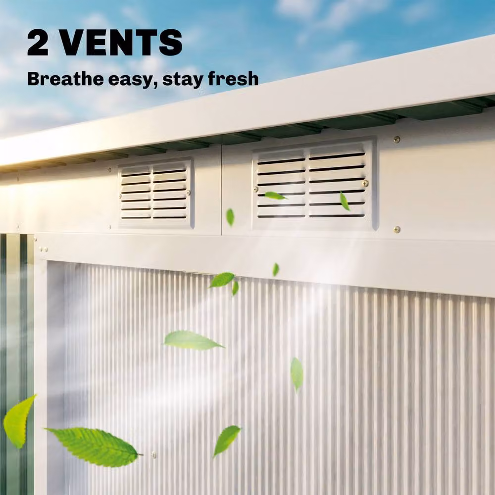 Rolipo Metal Pent Garden Shed with Foundation Kit and Window, Green, W: 274.3 cm, D: 121.9 cm, H: 183.0 cm – 8