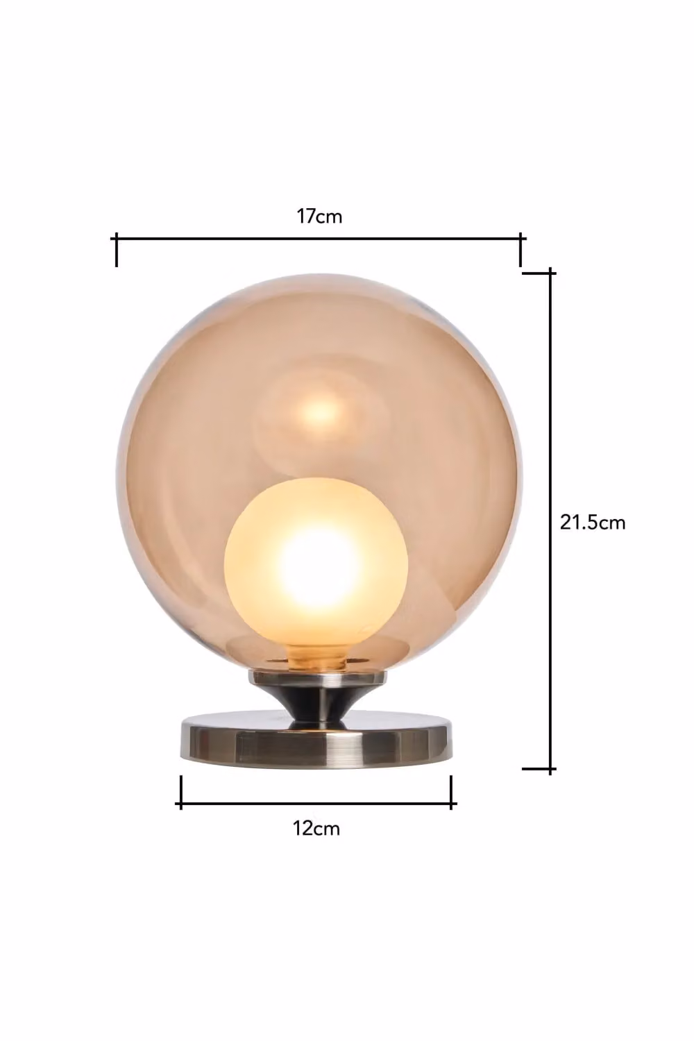 BHS Lighting Petrice Touch Table Lamp in Silver with Transparent Glass Sphere – 2