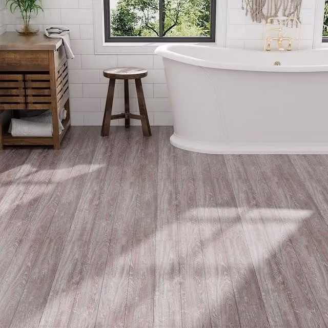 Darphe Rustic Wood Grain Self-Adhesive PVC Plank Flooring in Brown and Grey