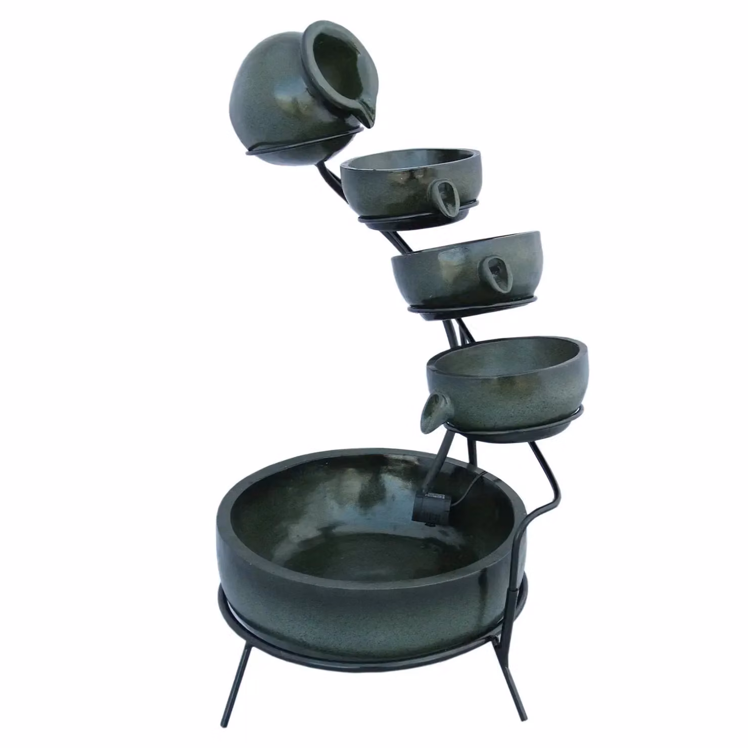 Monstershop Green 4 Tier Solar Cascade Spilling Bowls Water Feature – 3
