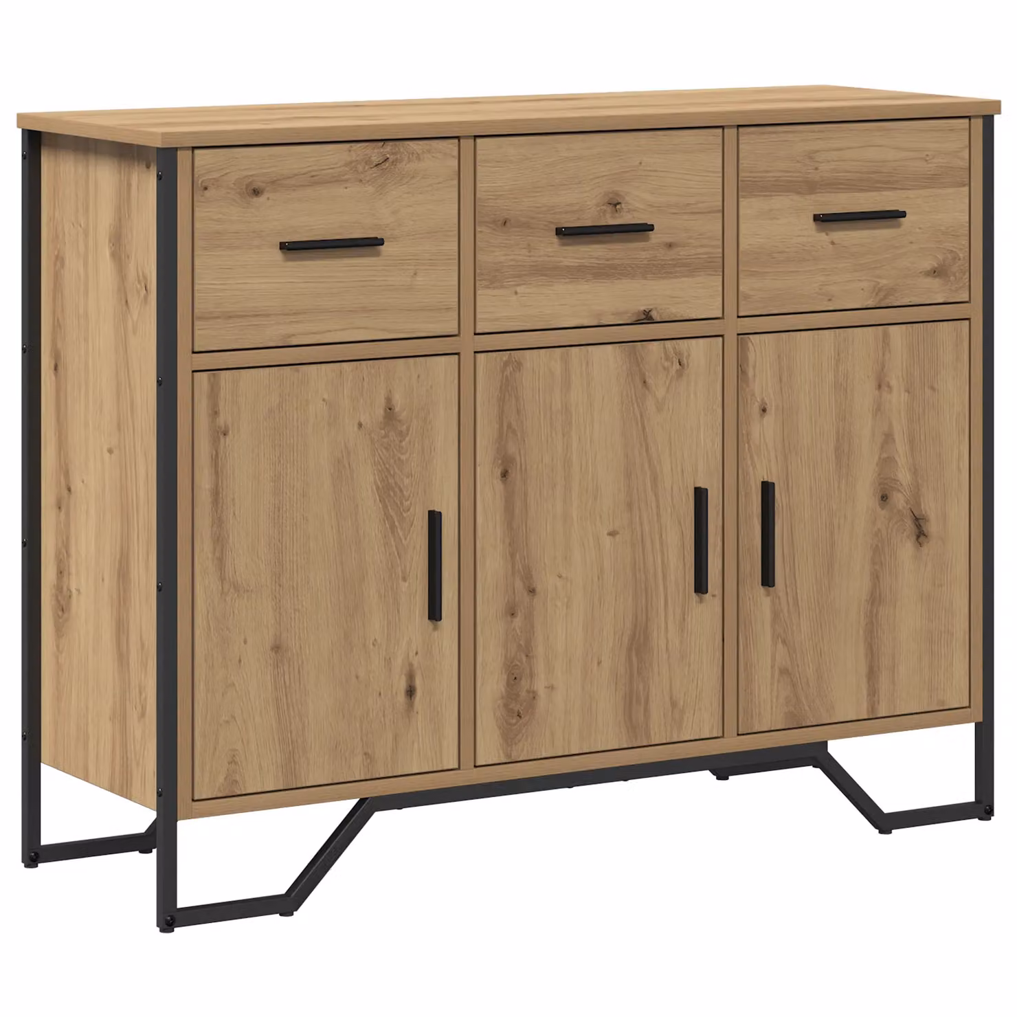 Berkfield Home Artisan Oak Sideboard in Brown, W/D/H: 97 x 32.5 x 74.5 cm – 2
