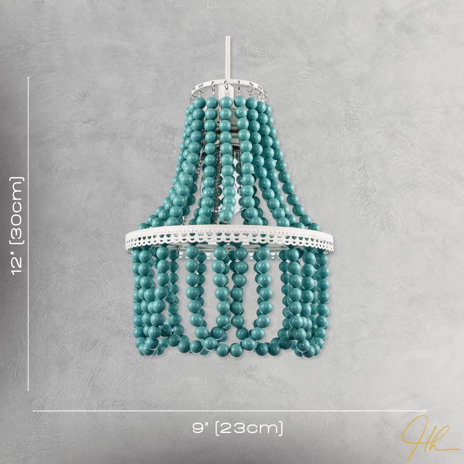 Happy Homewares Shabby Chic Ornate Round Chandelier Pendant Shade in Blue and White with Metal Details – 4
