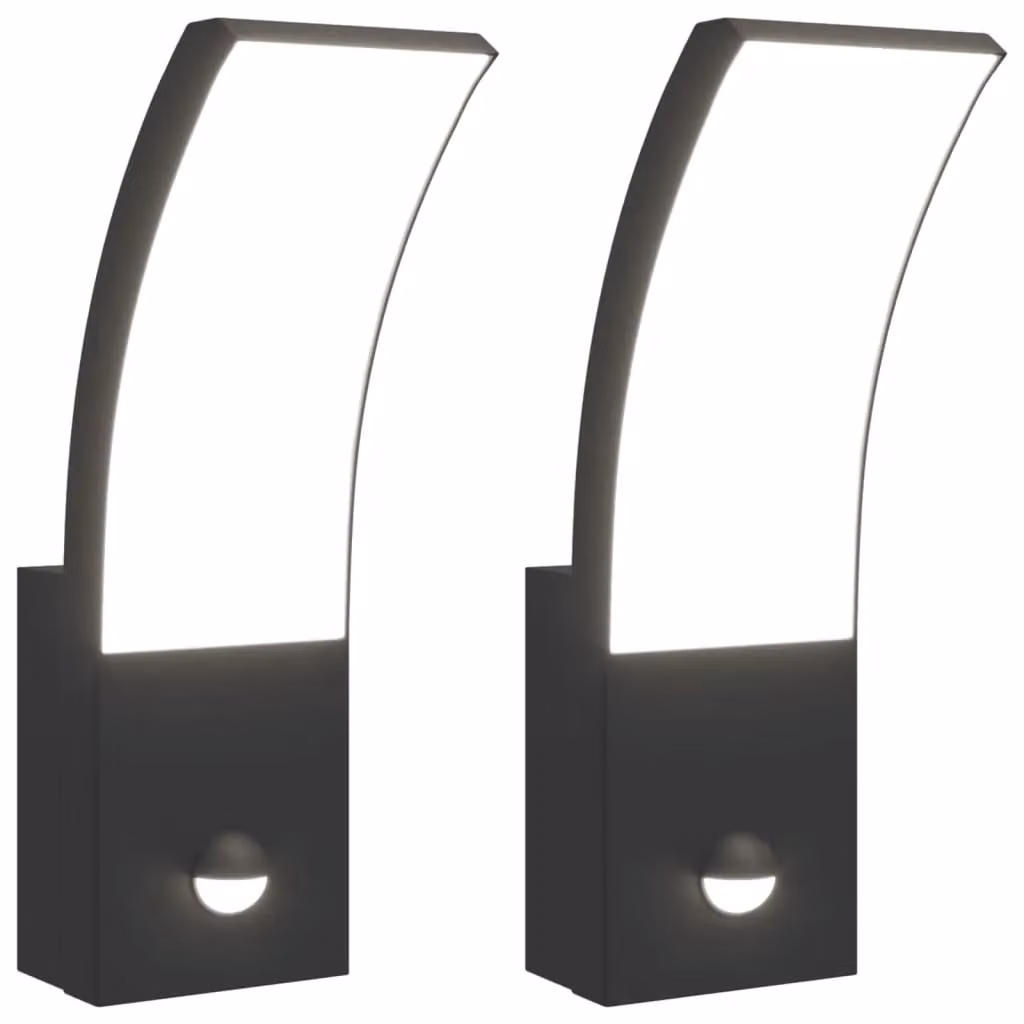 Berkfield Home Set of 2 Black Die-cast Aluminium Outdoor LED Wall Lights with Motion Sensors – 2