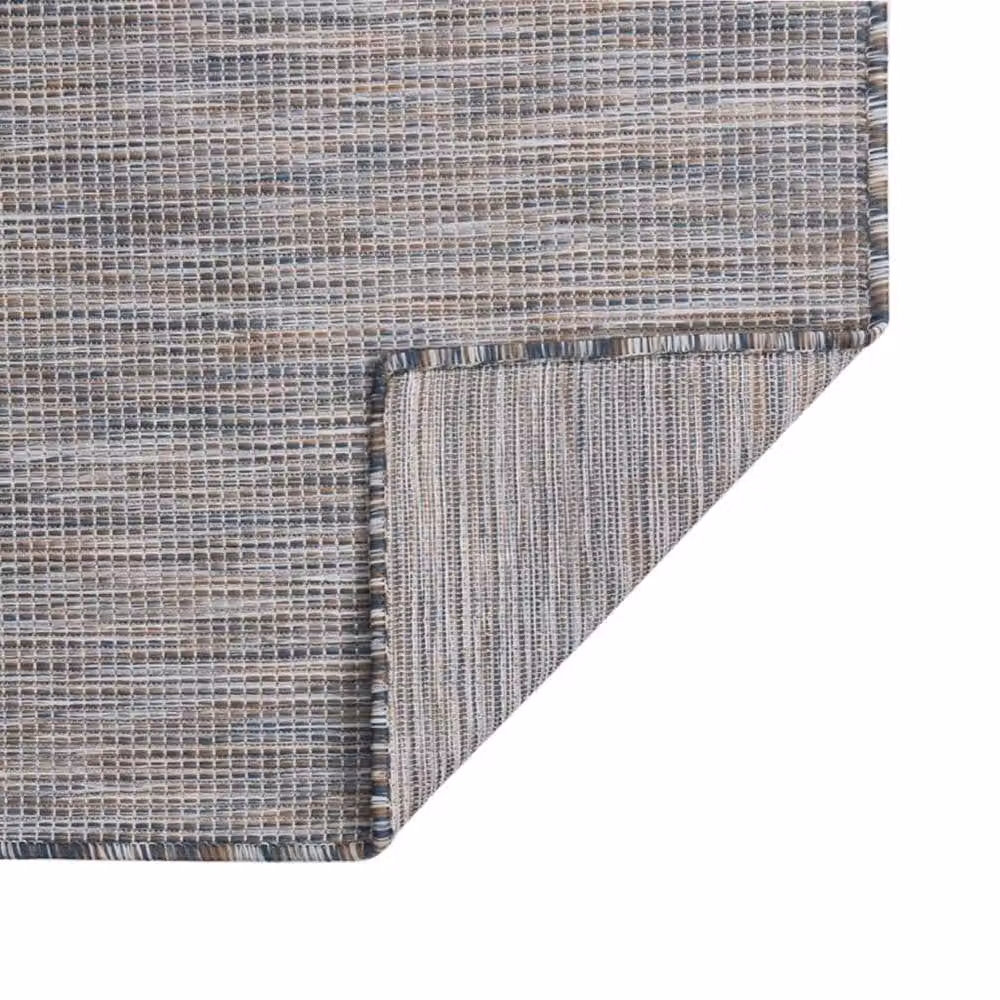 Berkfield Home Outdoor Flatweave Round Rug in Brown, Blue and Black, Diameter: 100 cm – 1