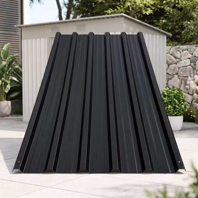 STILVORA Set of 12 Galvanised Steel Roof Sheets in Dark Grey