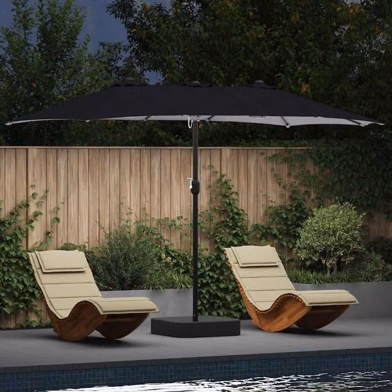 Berkfield Home Modern Folding Garden Parasol in Anthracite Grey, W/D/H: 385 x 209 x 244 cm