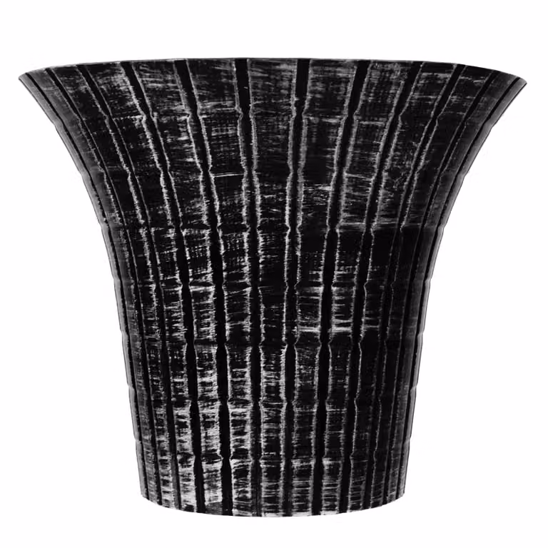Simpa Elegance Set of 2 Flared Distressed Plastic Planters in Silver